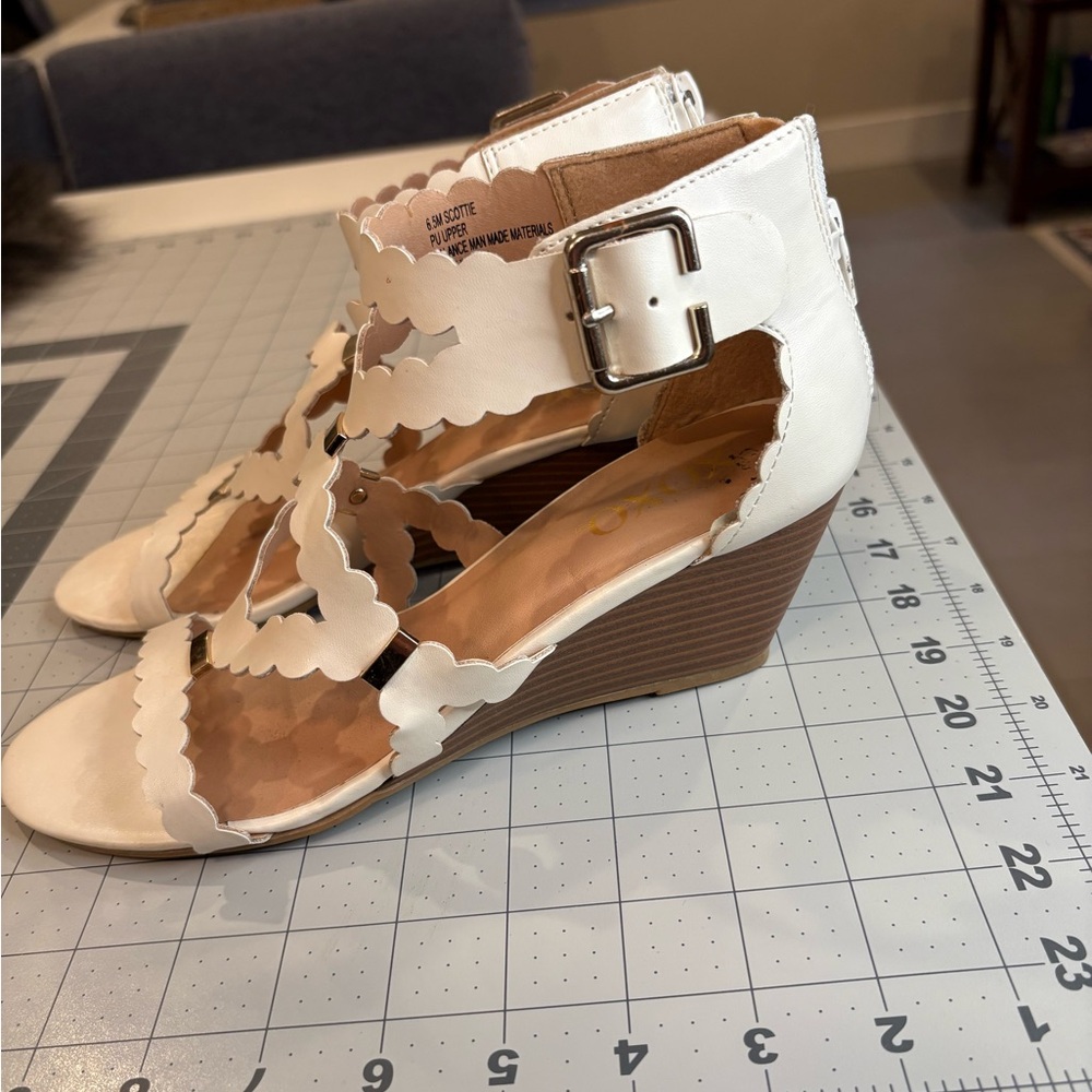 XOXO White Wedge Sandals